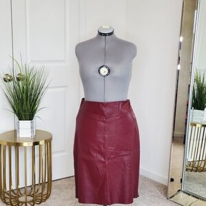 Express Faux Leather Size 18 Pencil Skirt Burgundy